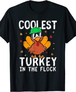 2021 Boys Kids Thanksgiving Day Funny Coolest Turkey In The Flock T-Shirt