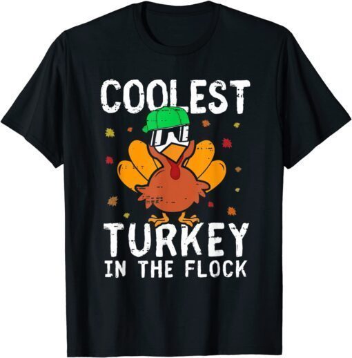 2021 Boys Kids Thanksgiving Day Funny Coolest Turkey In The Flock T-Shirt