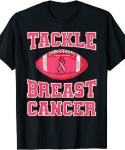 Tackle Breast Cancer Awareness Pink Ribbon Football Player Gift Tee Shirt