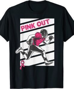 Funny Pink Out Breast Cancer Awareness Bleached Football Mom Girls T-Shirt
