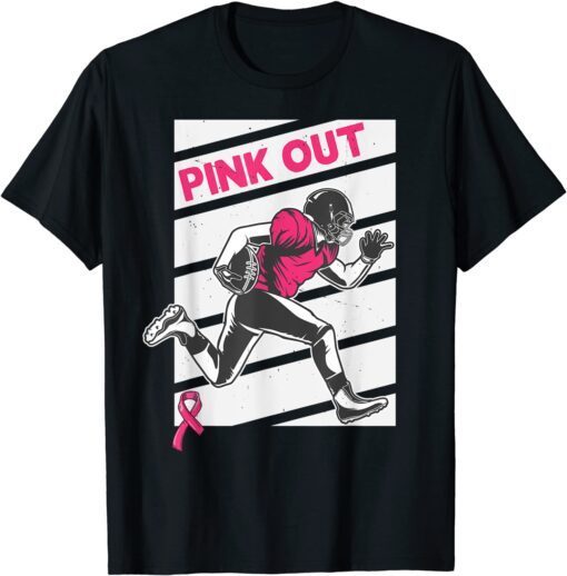 Funny Pink Out Breast Cancer Awareness Bleached Football Mom Girls T-Shirt