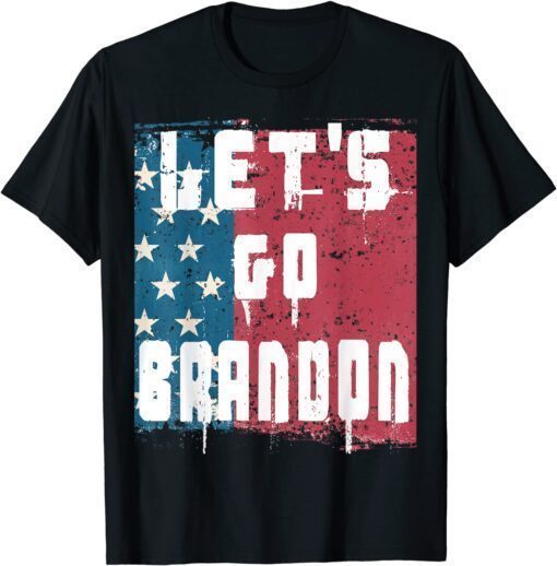 T-Shirt Vintage US Flag Let's Go Brandon Conservative Anti Liberal FJB Chant