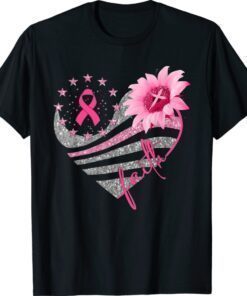 Breast Cancer Awareness Sun Flower Faith Bling Bling Shirt