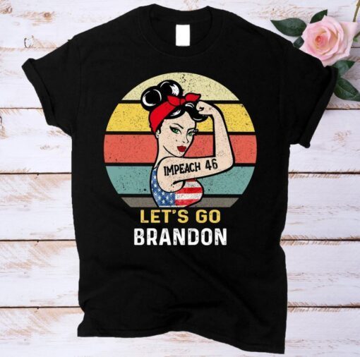Retro Let's Go Brandon shirt vintage Impeach 46 Biden t shirt, flag usa 8646 biden anti shirt, gift empowerment women girls
