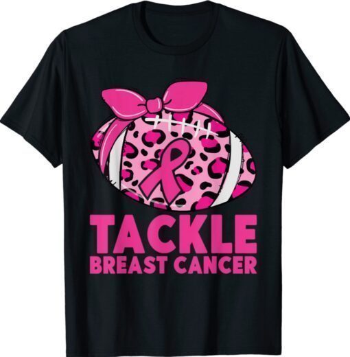 Tackle Breast Cancer Awareness Pink Ribbon Leopard Football Shirt