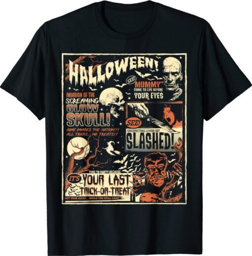 Vintage Horror Movie Shirts Poster Terror Old Time Halloween Shirt