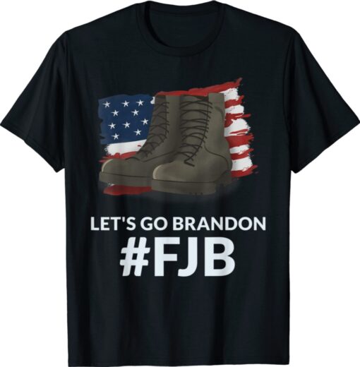 Let's Go Brandon Fake News Biden Chant American Flag Boots Shirt
