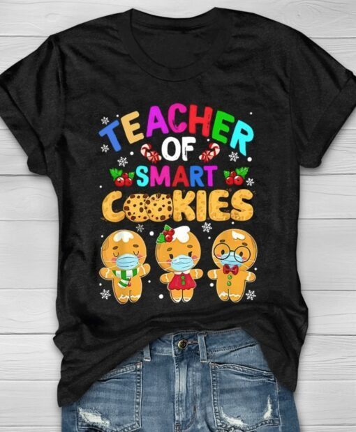 Teacher Of Smart Cookies Christmas Gingerbread Shirt