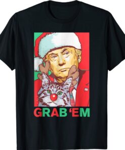 Funny Trump Cat Grab' Em Vintage Retro Christmas Trump Shirt