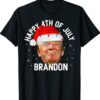 Trump Santa Hat Christmas Happy 4th of July Biden Brandon Shirt