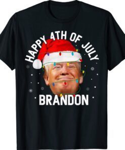 Trump Santa Hat Christmas Happy 4th of July Biden Brandon Shirt