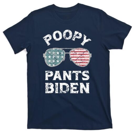 Biden Poop Poopy Pants Biden Funny Anti Biden US Flag Retro Shirt