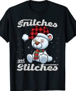 Snitches Get Stitches Xmas Matching Pajamas Santa Hat Shirt