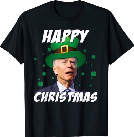 Anti Biden Happy Christmas Patrick's Day Funny Biden Samrock Shirt