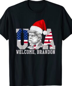 Welcome Brandon US Flag Christmas Trump Santa Xmas Shirt