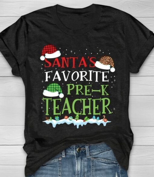 Santas Favorite Pre-K Teacher Shirt