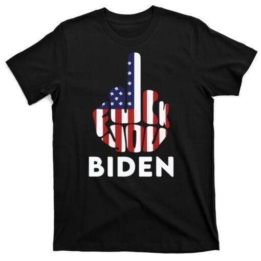 Fuck Biden Middle Finger USA Flag Shirt
