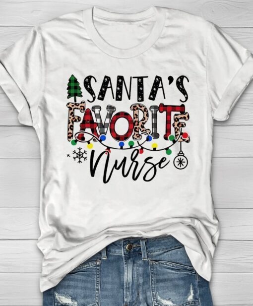 Santas Favorite Nurse Christmas Shirt