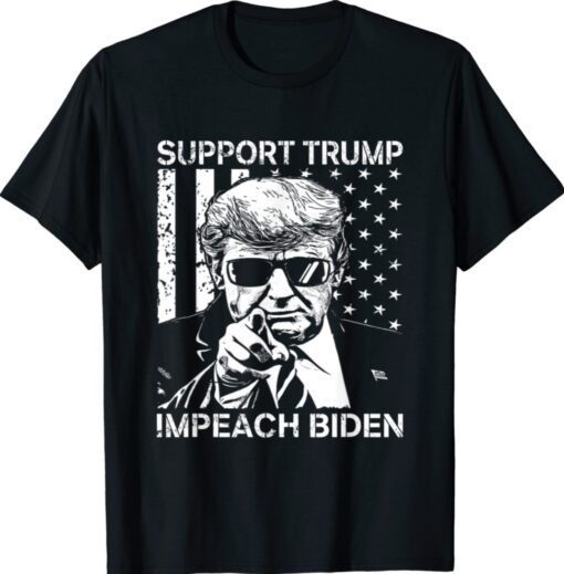 American Flag Support Trump Impeach 46 Anti Biden President Shirt