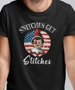 American Flag Snitches Get Stitches T-Shirt