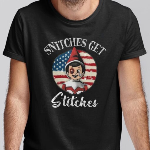 American Flag Snitches Get Stitches T-Shirt