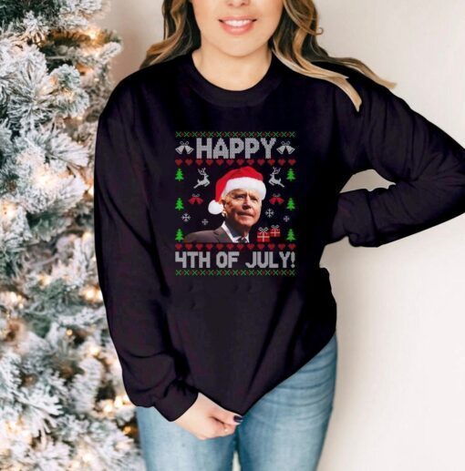 Biden Santa Happy Fourth Of July Ugly Christmas Sweater