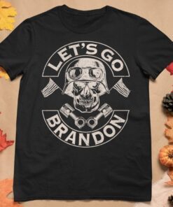 Funny Let's Go Brandon American Biker Usa Flag T-Shirt