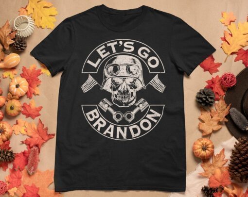 Funny Let's Go Brandon American Biker Usa Flag T-Shirt