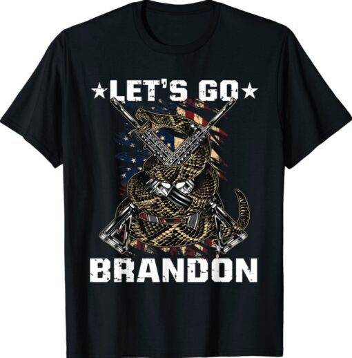 Gun American Flag Patriots Let's Go Branson Brandon Funny Shirt