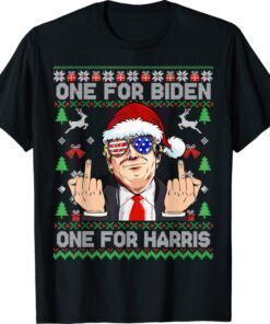 Funny Santa Trump One For Anti Biden Ugly Christmas Shirt