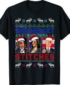 Snitches Get Stitches Xmas Anti Biden Liberal Ugly Sweater Shirt