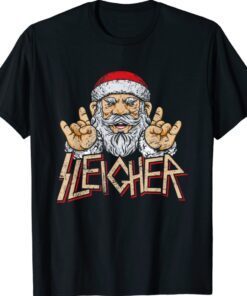 Cool Sleigher Santa Christmas Heavy Metal Music Shirt