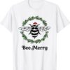 Bee Merry Christmas Wreath Bee Xmas Santa Bumble Bee Shirt