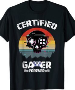 Certified Gamer Retro Video Games Gaming Vintage Shirt