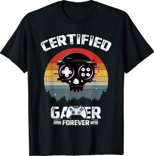 Certified Gamer Retro Video Games Gaming Vintage Shirt