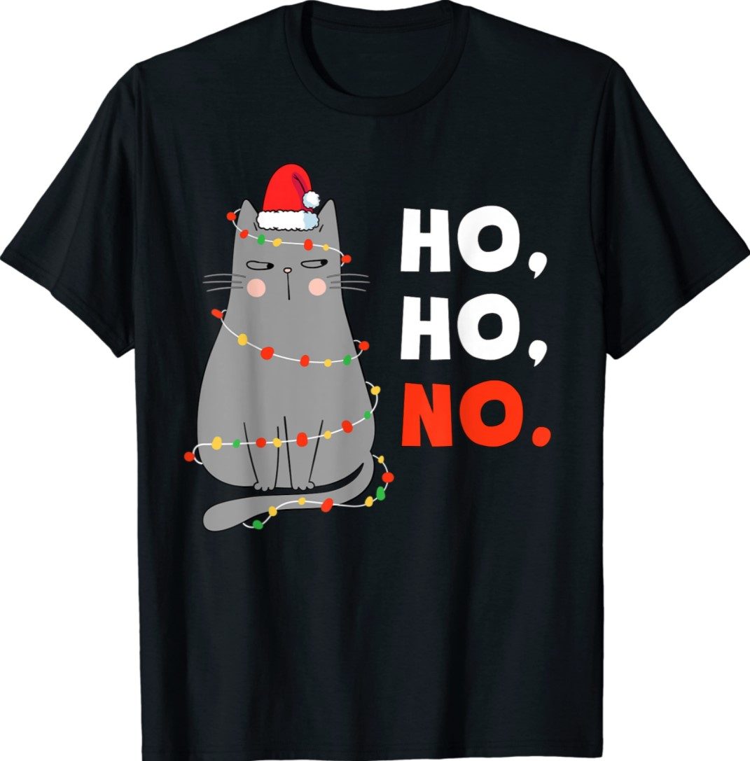 Funny Cat Christmas Santa Cat Christmas Lights TShirt