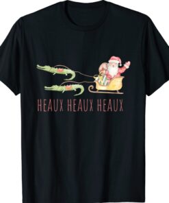 Cajun Santa Alligator Heaux Heaux Heaux Christmas Shirt