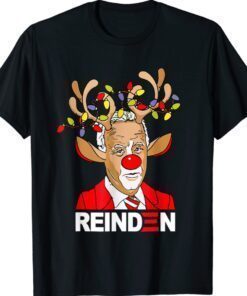 Funny Reindeer Biden Reinden Lights Ugly Christmas Shirt