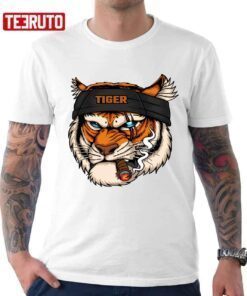 Tiger Head Wearing Bandana While Smoking Shirt