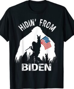 Bigfoot USA Flag Anti Biden Hidin From Biden Shirt