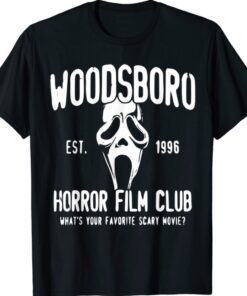 Woodsboro Horror Character Wearing Mask Film Club Est 1996 Shirt