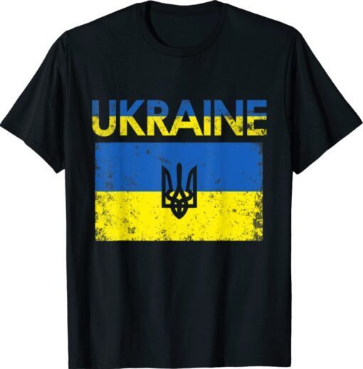 Support Ukrainians Flag Vintage Ukraine Ukrainian Flag Pride Shirt