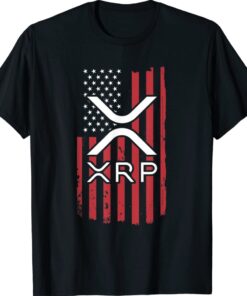 Crypto Currency XRP Ripple Internet Money American Flag T-Shirt