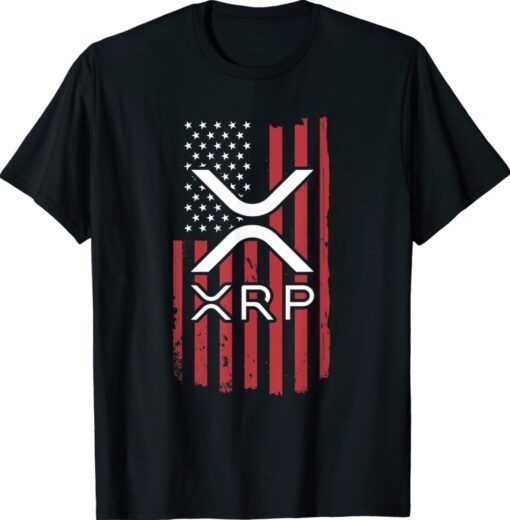 Crypto Currency XRP Ripple Internet Money American Flag T-Shirt