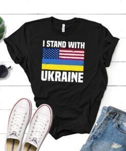 I Stand With Ukraine Flag US Flag Shirt