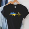 Ukraine heartbeat ukrainian flag map shirt