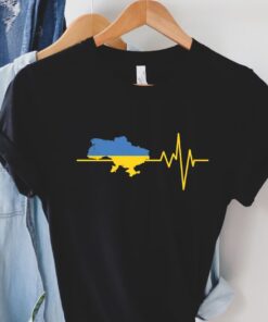 Ukraine heartbeat ukrainian flag map shirt