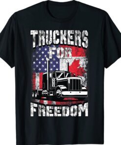 American Flag Canada Flag Freedom Convoy 2022 Trucker Driver Shirt