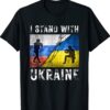 Support I Stand With Ukraine American Ukrainian Flag T-Shirt