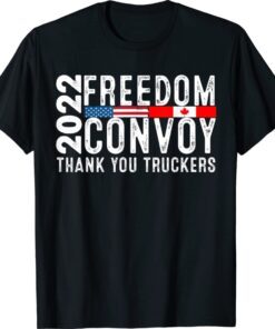 American Flag Canada Flag Freedom Convoy 2022 TRUCKER Driver Shirt